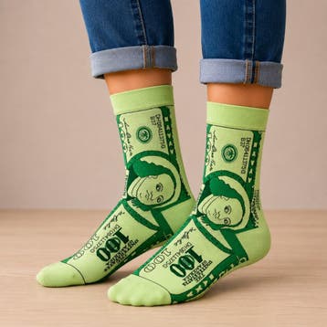 Sokken - Dollar Geld Print - Groen - Katoen - Maat 36-43, Nieuw
