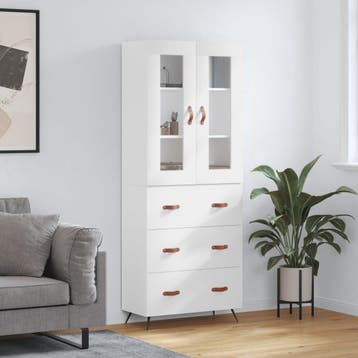 vidaXL buffetkast 69,5x34x180 cm bewerkt hout wit, Minder dan 50 cm, Verzenden, Nieuw, Minder dan 100 cm