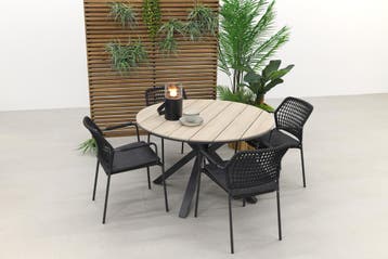 GI Edison 122 cm. - ronde tuinset/ Taste Barista antraciet, Verzenden, Nieuw, Rvs, Tuinset