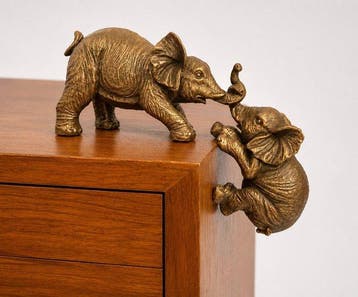 sculptuur, Decoratief olifantenpaar – Bronskleurige, Antiek en Kunst