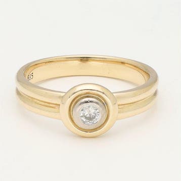 Ring - 14 karaat Geel goud Diamant (Natuurlijk), Sieraden, Tassen en Uiterlijk, Nieuw