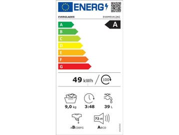 Everglades EVWM91412AG - Wasmachine - 9KG - A Klasse -, Verzenden, Zo goed als nieuw