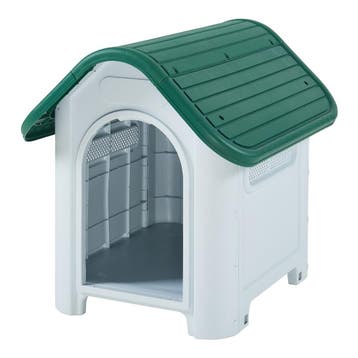Hondenhok Bello kunststof wit en groen 75x59x66 cm [en.casa], Verzenden, Nieuw