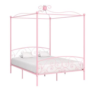 vidaXL Hemelbedframe metaal roze 180x200 cm, Eenpersoons, Verzenden, Nieuw, 80 cm