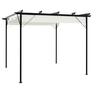vidaXL Pergola met uitschuifbaar dak 3x3 m staal crémewit, Verzenden, Nieuw