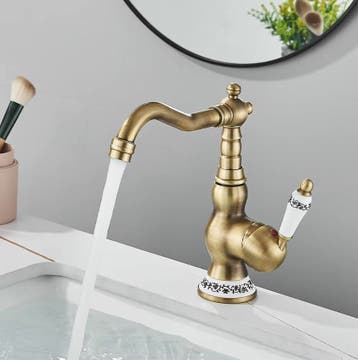 Klassieke Antiek Bronzen Wastafelkraan - Kraan van Brons, Verzenden, Nieuw, Kraan