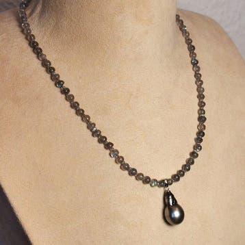 Halsketting Zilver Parel - Natuurlijke edelsteen - Tahiti, Nieuw