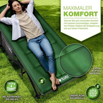 Veldbed - 1 Persoons - Kampeerbed - Stretcher - Groen - Till, Verzenden, Zo goed als nieuw