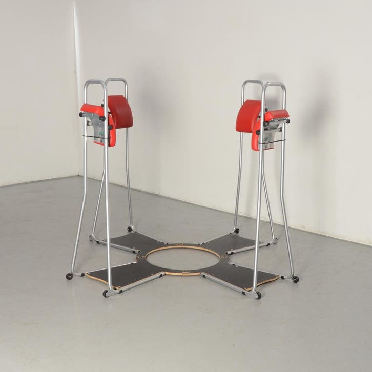 Stand4Work stastoel, aluminium / rood, set 4 stoelen, Huis en Inrichting, Bureaustoelen, Ophalen of Verzenden