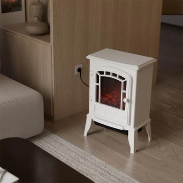 Elektrische haard - Incl. Vlameffect - Wit, Huis en Inrichting, Haarden, Verzenden, Nieuw