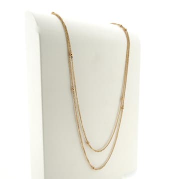 lange roségouden ketting/sautoir met bolletjes, Ophalen of Verzenden, Gebruikt, Goud, Goud