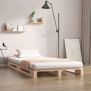 vidaXL Palletbed massief grenenhout 90x200 cm, Huis en Inrichting, 90 cm, Eenpersoons, Bruin, Verzenden