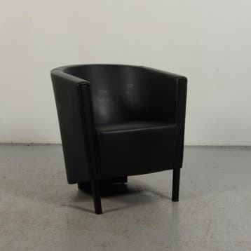 Design Fauteuil Moroso - Zwart leder - 69 x 64 cm, Huis en Inrichting, Ophalen of Verzenden, Nieuw