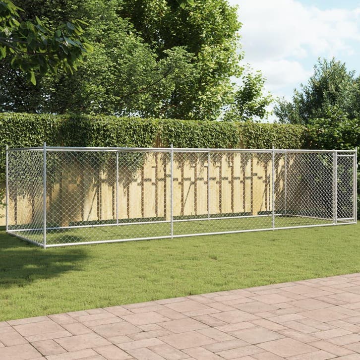vidaXL Hondenhok met deur 6x2x1,5 m gegalvaniseerd staal, Dieren en Toebehoren, Honden-accessoires, Nieuw, Verzenden