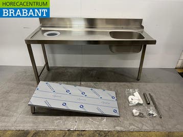RVS Aanvoertafel met onderschap T.B.V. Doorschuifvaatwasser, Ophalen of Verzenden, Gebruikt