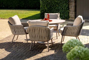 Taste Cannes/Sarah 4-persoons ronde low dining tuinset Ø130, Verzenden, Nieuw, Overige materialen, Tuinset