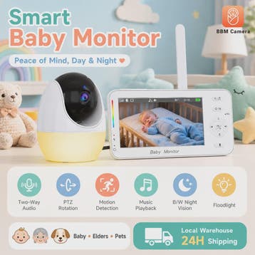 7-inch Babyfoon met Camera: Pan-Tilt-Zoom, Tweeweg Audio, Na, Kinderen en Baby's, Babyfoons, Verzenden, Nieuw