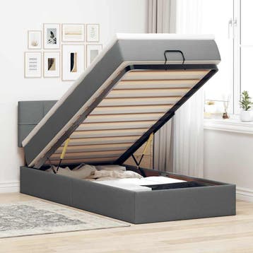 vidaXL Bed poef met matras en LEDs stof 80x200 cm, Eenpersoons, Verzenden, Nieuw, 80 cm