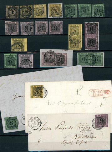 Baden 1851 - 1e editie - überkomplette 1. Ausgabe mit, Gestempeld