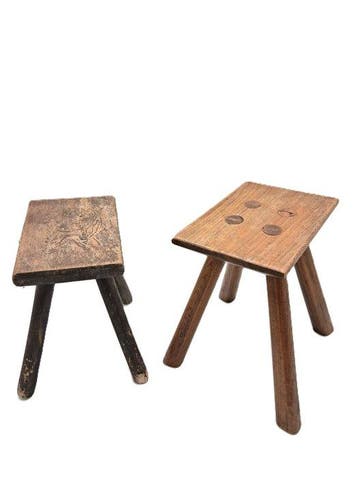 Kruk - Hout - Twee melk krukjes