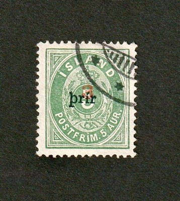 IJsland 1897 - Zeldzame Zähnung 14 × 13½ -3/5 Aurar, Gestempeld