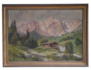 Josef Kugler German (1913–2011) - Mountain landscape, Antiek en Kunst