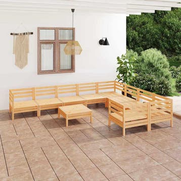 vidaXL 10-delige Loungeset massief grenenhout, Verzenden, Nieuw, Loungeset
