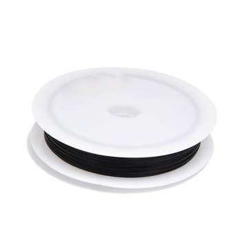 1 rol RVS rijgdraad met nylon coating 0,45 mm – zwart, Hobby en Vrije tijd, Kralen en Sieraden maken, Ophalen of Verzenden, Nieuw