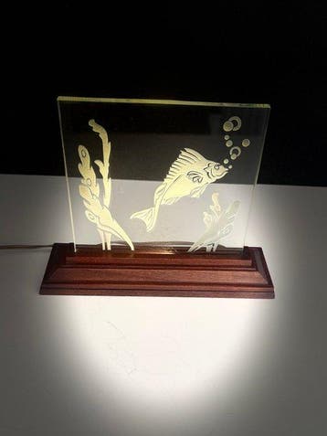 Muller Frères - Lamp - Glas, Nachtlampje | Zeldzaam Art Deco