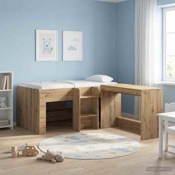 vidaXL Kinder Hoogslaper Artisanaal eiken 80 x 160 cm, Verzenden, Nieuw, Bruin, Hout