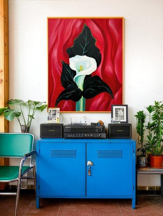 Ella Suárez - Flor en rojo - XL (no reserve), Antiek en Kunst, Kunst | Schilderijen | Modern