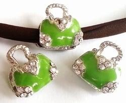 Per stuk European Jewelry kraal metaal tasje groen met st..., Ophalen of Verzenden, Nieuw, Kraal