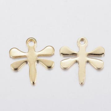 2 x RVS 304 bedel van een libelle goud kleur 12 x 11 x 0,..., Ophalen of Verzenden, Nieuw, Bedel