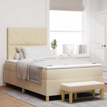 vidaXL Boxspring bed met hoofdeinde Crème 190 x 120 cm Stof, Verzenden, Nieuw, Twijfelaar