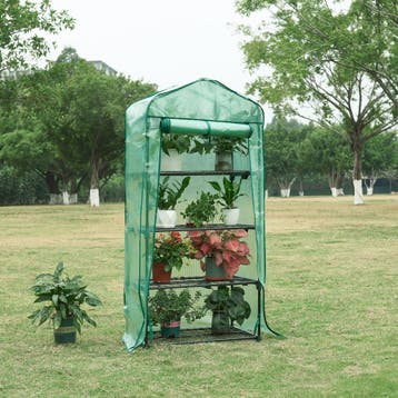 [en.casa] Tuinkas Chaam foliekas 158x69x49 cm groen, Verzenden, Nieuw