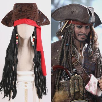 Zwarte Lange Krullende Pruik - Piratenkapitein Cosplay & Fee, Verzenden, Nieuw
