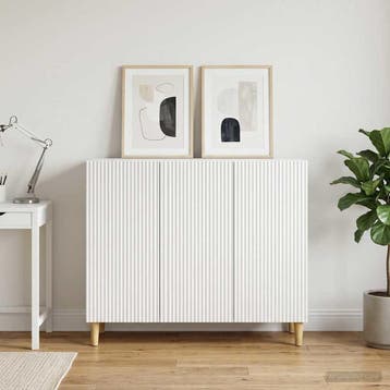 vidaXL Dressoir Wit 89 x 34,5 x 80 cm Bewerkt hout, Huis en Inrichting, Verzenden, Nieuw, Overige houtsoorten, Minder dan 50 cm