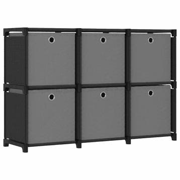 vidaXL Kast met 6 vakken met boxen 103x30x72,5 cm stof zwart, Overige materialen, 100 tot 150 cm, Verzenden, Nieuw