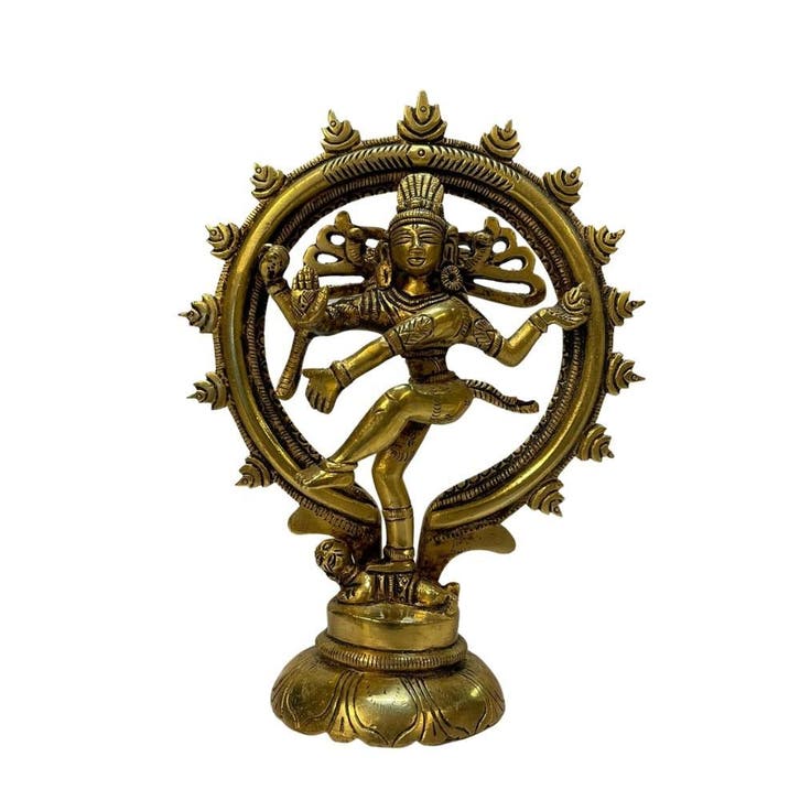 Beeld Shiva Nataraj Klein Enkele Ring - Messing, Verzamelen, Beelden en Beeldjes, Ophalen of Verzenden