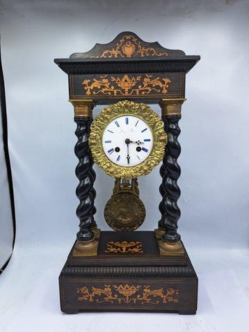 Portico klok - Leroy a Paris Napoleon III Hout, Messing,