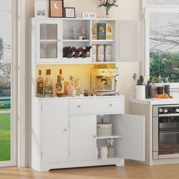 Witte Keukenkast Buffetkast met Werkblad en 2 Lades - Stijlv, Huis en Inrichting, Verzenden, Nieuw