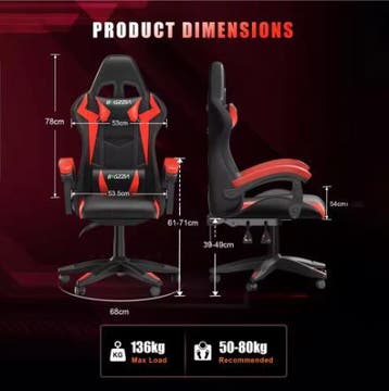 Gamingstoel met RGB LED-verlichting en Verstelbare Rug, Verzenden, Nieuw