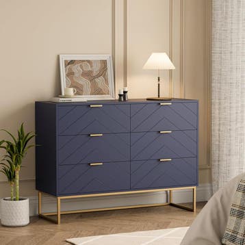 Commode - Dressoir - Ladekast - 100x34x73,5 cm - Marineblauw, Verzenden, Zo goed als nieuw