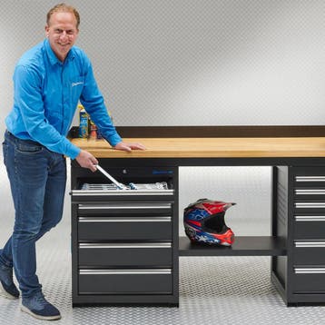 Datona Werkbank PRO - eiken werkblad - 12 lades - 200 cm -, Ophalen of Verzenden, Nieuw