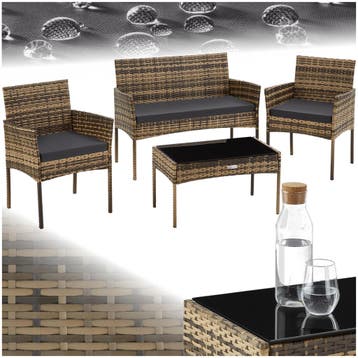 Wicker tuinset Palese voor 4 personen - natuur, Verzenden, Nieuw