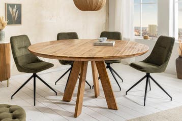 Ronde eettafel ART WOOD 140cm bruin massief mangohout -, Ophalen of Verzenden, Nieuw
