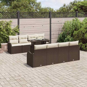 vidaXL Tuin Sofa Set 7 st Bruin poly rattan, Verzenden, Nieuw, 7 zitplaatsen