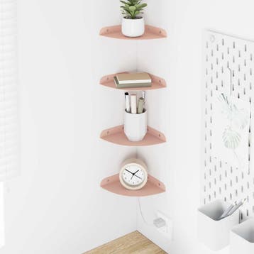 vidaXL Hoek Vloeiende Plank 4 st Roze 15 x 15 x 2 cm, Huis en Inrichting, Verzenden, Nieuw