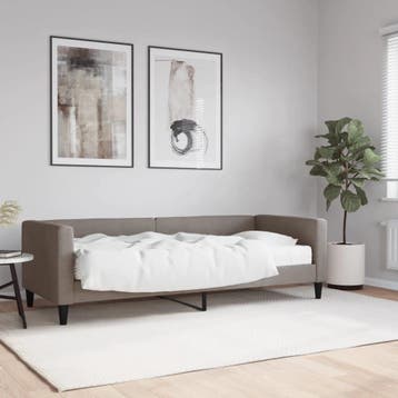 vidaXL Slaapbank met matras 80x200 cm stof taupe, Eenpersoons, Verzenden, Nieuw, 80 cm