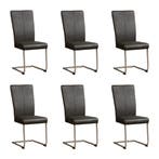Set van 6 Leren eetkamerstoelen Dry - Toledo Antracite, Ophalen of Verzenden, Nieuw, Leer, Vijf, Zes of meer stoelen